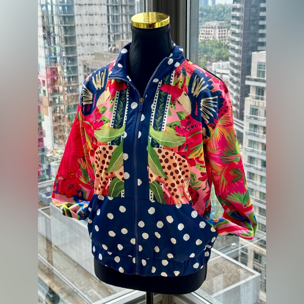 🆕 FARM Rio 🧿 NWT Jacqueta "Divertidamente Azul" - Women's Training Jacket Sz S - Picture 4 of 16